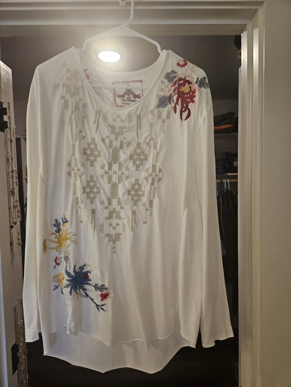Johnny Was Floral Embroidered  Sheer T Shirt- Medium - Picture 8 of 11